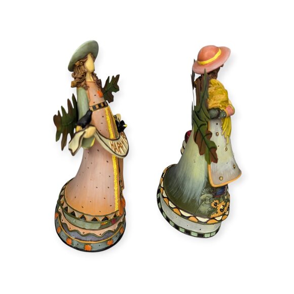 Joelson Industries Fall Angels Figurines Metal Leaf Wings Apples Sunflowers-2 - Picture 6 of 13